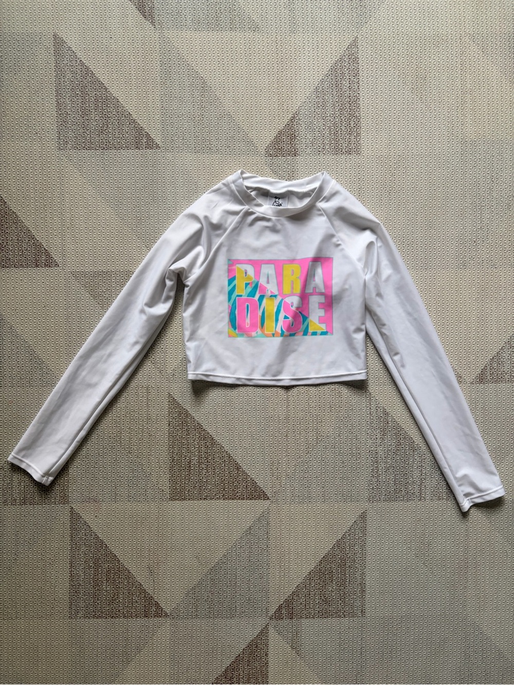 Art Class Cropped Long Sleeve Swim Top (M, 7/8)